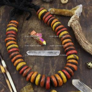 Cuentas grandes de resina y cordón de cuero, collar hecho a mano para mujer, collares gruesos con cuentas, joyería de moda - Product Image 5