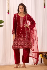 India Pakistan <b>Clothing</b> Summer Winter Wear Dresses Women Salwar Kameez High Quality Embroidered Velvet Bollywood Style Party - Product Image 3