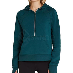 Sweat-shirt d'hiver personnalisé pour femmes avec capuche et demi-fermeture éclair Style Streetwear Logo avant Fabriqué au Pakistan en gros - Product Image 1