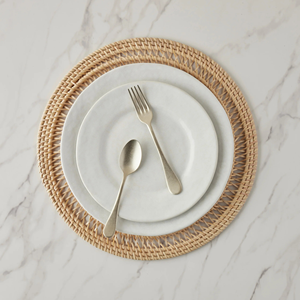 Mantel Individual de ratán tejido redondo elegante, mesa de comedor tapete de hecho a mano, decoración de placa de cargador resistente al calor - Product Image 2