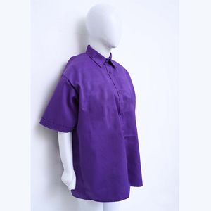 T-shirts boutonnés pour femmes, coupe ajustée extensible, teinture unie, été, 100% coton, respirant, écologique, service OEM, manches courtes - Product Image 4