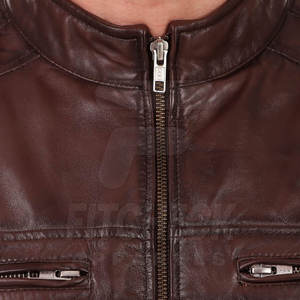 Veste d'hiver en cuir pour hommes de haute qualité fabriquée au Pakistan avec col montant et logo avant respirant et écologique - Product Image 6