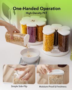 Ensemble de 6 contenants rotatifs Ankou pour aliments, 23oz (690ml), en PET écologique sans BPA, avec couvercles à double ouverture, pour garde-manger rotatif à 360° - Product Image 2