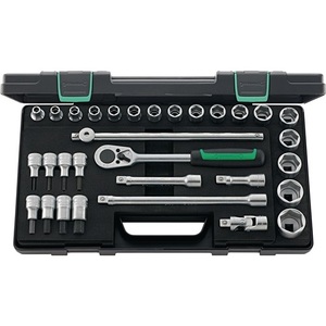 Jeu de clés à douilles de 31 pièces, embout de 1/2 pouce, tailles de 8 à 32 mm, 36 dents, 6 points, acier, laine d'acier incluse - Product Image 1