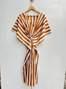 Caftan en coton kaftan de Bohème pour femmes caftan indien à rayures robe orientale vêtements de nuit robe maxi pour femmes cadeau pour sa robe - Product Image 4