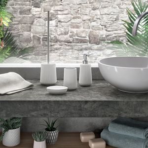 Afrodite Plisse' serie portaspazzolino bianco in ceramica da 1 confezione - Product Image 4