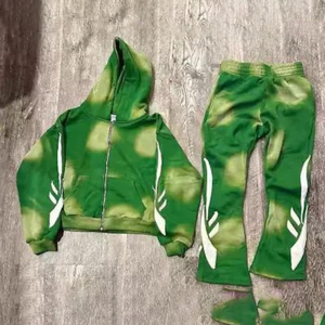 ชุดเซ็ตเสื้อฮู้ดดี้และกางเกงวินเทจสไตล์ดิสเทรส ล้างสีแบบแอซิด ทรงขาบาน สำหรับผู้ชาย ผ้า 400 กรัม ชุดวินเทจดิสเทรส ผ้าฝ้าย 100% - Product Image 4