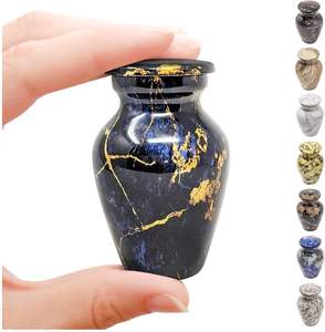 Urna de cremación de aluminio pequeña de estilo americano superventas con acabado de mármol Mini urna funeraria para recuerdo de cenizas humanas - Product Image 1