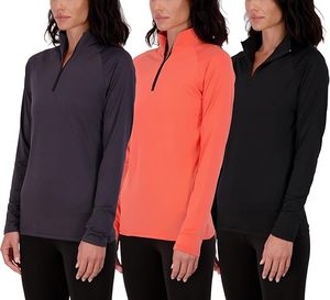 Paquete de 3 camisetas de manga larga de secado rápido para mujer, cuarto de cremallera, logotipo personalizado, manga con soporte, camiseta informal deportiva para montar a caballo para hombre - Product Image 1