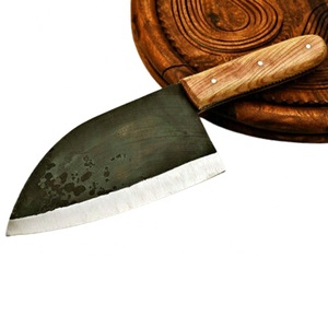 Couteau de chef de cuisine personnalisé fait à la main en acier au carbone de haute qualité avec manche en bois d'olivier cuisine boucher coupe couverture alimentaire - Product Image 1