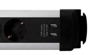 Multipresa in alluminio con cavo e interruttore, 6 prese + 2 porte USB (Simon BM726601) - Product Image 3