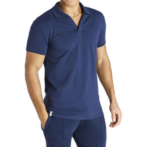 Diseño de logotipo personalizado de alta calidad, cuello vuelto liso de algodón de manga corta para camiseta Polo, camiseta de Golf en blanco de punto - Product Image 1