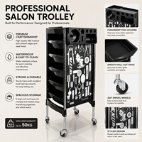 Chariot de Salon Professionnel à Roulettes pour Coiffure avec Tiroirs de Rangement, Porte-Outils et Roues pour Salon de Coiffure et Équipement de Beauté