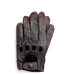 Guantes de conducción de cuero auténtico personalizables de alta calidad para hombre, malla ventilada y agarre de palma para seguridad, a precio barato - Product Image 3