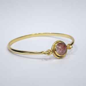 Brazalete de diseñador Vintage de Plata de Ley 925, piedra preciosa de Rodocrosita facetada chapada en oro de excelente calidad para compromiso - Product Image 5