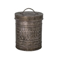 Poubelle ronde galvanisée en étain fait à la main avec design classique Parfait pour une poubelle élégante et fonctionnelle