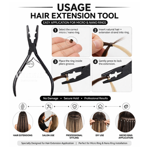 Pinzas para Extensiones de Cabello de Calidad Profesional, Herramienta de Prensado de Micro Anillos y Nano Perlas, Negro Mate, Herramienta de Estilismo Profesional - Product Image 5