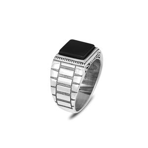 <b>Mens</b> Brass <b>Islamic</b> Vintage Natural Stone Ring Black Onyx Inlay Setting Rose Gold/Platinum Plated Turkish Ottoman Style <b>Gift</b> - Product Image 3