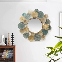 Espejo de Pared Redondo Moderno con Diseño de Rayos de Sol, Espejo Decorativo de Metal Dorado para Sala de Estar, Dormitorio, Vestíbulo, Aniversario, Uso Decorativo