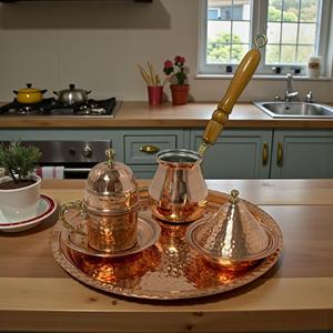 Traditional Vintage Copper Coffee <b>Cup</b> <b>Set</b> Moroccan for Tea Milk Drinkware Glass Ceramic Plastic Metal Classic for Kitchen Gift - Product Image 2