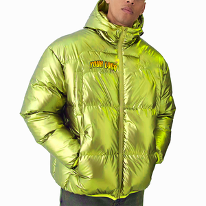Chaqueta de Invierno Personalizada para Hombre, Impermeable, de Lona, con Cuello Alto, Estilo Casual Brillante, Cierre de Cremallera, OEM Disponible - Product Image 5