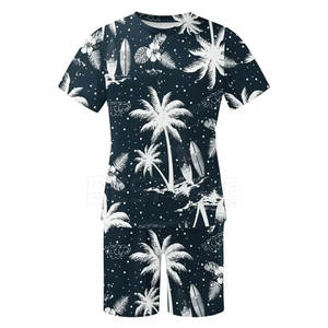 Ensemble t-shirt et short en coton pour hommes, style unique et simple, ensemble t-shirt et short décontractés pour hommes avec cordon de serrage - Product Image 5