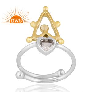 Diseño de textura Plata de Ley 18K Chapado en oro Anillo de piedras preciosas de amatista verde natural Diseño personalizado Proveedor de joyas para mujeres Gif - Product Image 1