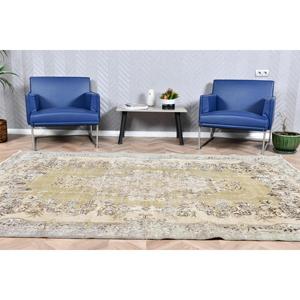 พรมตุรกีโบราณขนาดใหญ่ 5.9x8.7 ฟุต สีเทา พรมขนสัตว์สไตล์ตะวันตกเฉียงใต้ - Product Image 1