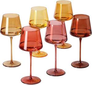Copas de Vino Tinto <span class=keywords><strong>Venus</strong></span>, Sopladas a Mano, Inspiradas en Maillard, Color Ámbar para Flautas, Cristal de Tono Tierra, Ecológicas, Ligeras, 180 ml - Product Image 1