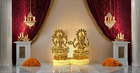 Figurine en métal moderne de 4 pouces du dieu hindou Lakshmi Ganesha, décoration d'intérieur pour Diwali, baptême, Pooja - Cadeau indien