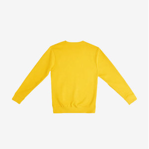 Sweat-shirt à manches longues à col rond de qualité supérieure, coupe classique, jaune, sweat-shirts à col rond décontractés jaunes - Product Image 2