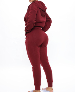 Conjunto de Sudadera con Capucha de Dos Piezas para Mujer, Más Vendido, con Pantalones Deportivos Casuales y Sudadera con Cierre, Spandex/Nylon Transpirable con Elasticidad en Cuatro Direcciones - Product Image 4