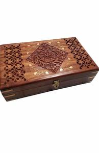 Modern Vintage Style Brown Wooden Jewellery Storage Boxes <b>Velvet</b> Lining Durable Buckle Closure Quality Carved Design Home Decor - Product Image 2