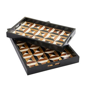 Plateau de service en bois pour collations alimentaires café thé stockage serveur plats avec qualité Durable haute vente vaisselle décoration plateau - Product Image 1