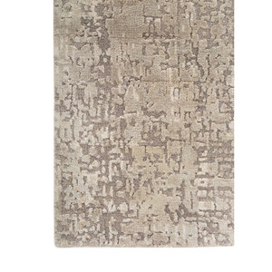 Entropy <b>Grey</b> & Black Hand Knotted Wool & Bamboo Silk Rug Abstract Pattern for Home Use-Model 1502(Fr) - Product Image 4