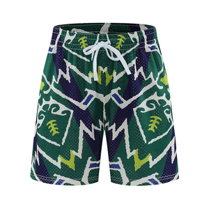Pantalones cortos de malla de sublimación con estampado completo de diseñador personalizado 2025, pantalones cortos de malla de sublimación con bolsillo en La cintura elástica transpirable para hombres - Product Image 3
