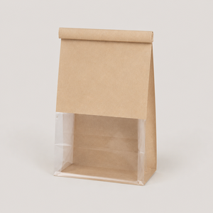 Bolsa de Papel con Ventana Transparente y Apertura Automática, Personalizable con Logotipo, Resistente a la Grasa, para Panadería y Alimentos - Product Image 1