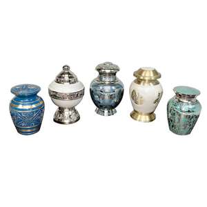 Juego de 2 urnas doradas con banda de Pata Negra, suministros funerarios, urnas de cremación de latón para cenizas de mascotas, artesanías, urna pequeña conmemorativa y tarro - Product Image 5