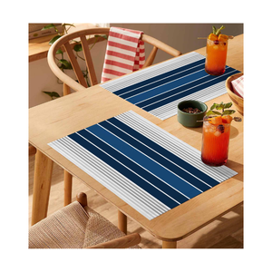 Minimalist Geometric Pattern 32x45cm Soft Texture OEKO TEX Certified Placemat Blue Textile Square Reusable Woven Home Use - Product Image 6