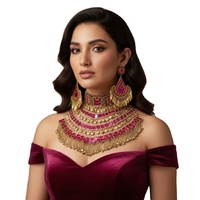 Parures de bijoux afghans traditionnels, style antique oxydé, entièrement ornées de perles et de pierres de zircon, bijoux artificiels brodés