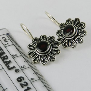 New Brand Jewelry !! Flower Shape Red <b>Garnet</b> 925 Sterling Silver <b>Earrings</b> 925 Silver Gemstone <b>Earring</b> Silver Jewelry Wholesaler - Product Image 4