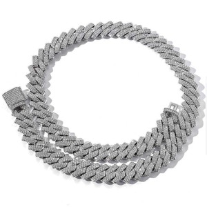 Cadena Cubana de Plata de Ley 925 de Lujo con Incrustaciones de Diamantes Moissanite VVS de Corte Brillante, Collar Hip Hop para Hombre de Alta Calidad - Product Image 1