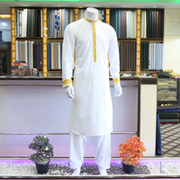 Robe longue traditionnelle afghane Kuchi, brodée à la main, de couleur unie, respirante, pour homme.