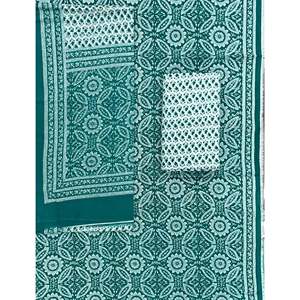 Unstitched <b>Block</b> <b>Printed</b> Mulmul Dupatta with Salwar Kameez Pakistani-Indian Style 3-Piece Dress Material for Daily Wear Parties - Product Image 1