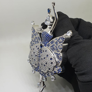 เครื่องประดับเพชรโมอิสยอดนิยม925เงินสเตอร์ลิงจี้เพชรสีฟ้าสำหรับหญิงสาวเต้นรำสีขาวจี้เพชรแบบกำหนดเอง - Product Image 3