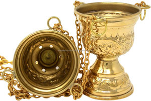 Regalos religiosos Quemador colgante de incienso aromático de latón pulido alto Incensario ortodoxo con opciones personalizadas y calidad superior - Product Image 3