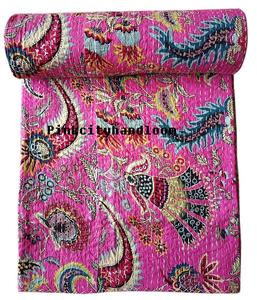 Couvre-lit matelassé en pur coton, motif floral vintage, écologique, couleur rose, taille double, queen, king, vente en gros, lit le plus confortable - Product Image 5