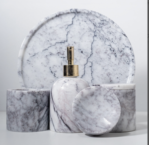 New Arrival Accessories Set Marble White Onyx Alabaster Toilet <b>Decorations</b> for Home and Hotel <b>Bathrooms</b> From India - Product Image 3