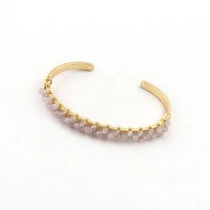 Minimalist <b>Carnelian</b> Beaded <b>Bracelet</b> Handmade Wire Wrapped Gemstone Bangle Gold Plated Adjustable Fashion Bangles - Product Image 5