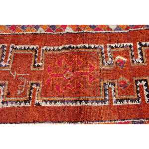 Vintage Turkish Rug, 2.7x12.6 ft Herki Rug, <b>Red</b> <b>Runner</b> Ombr Rug - Product Image 4